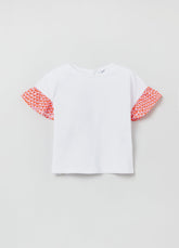 Ovs Cotton T-Shirt With Poplin Peplum